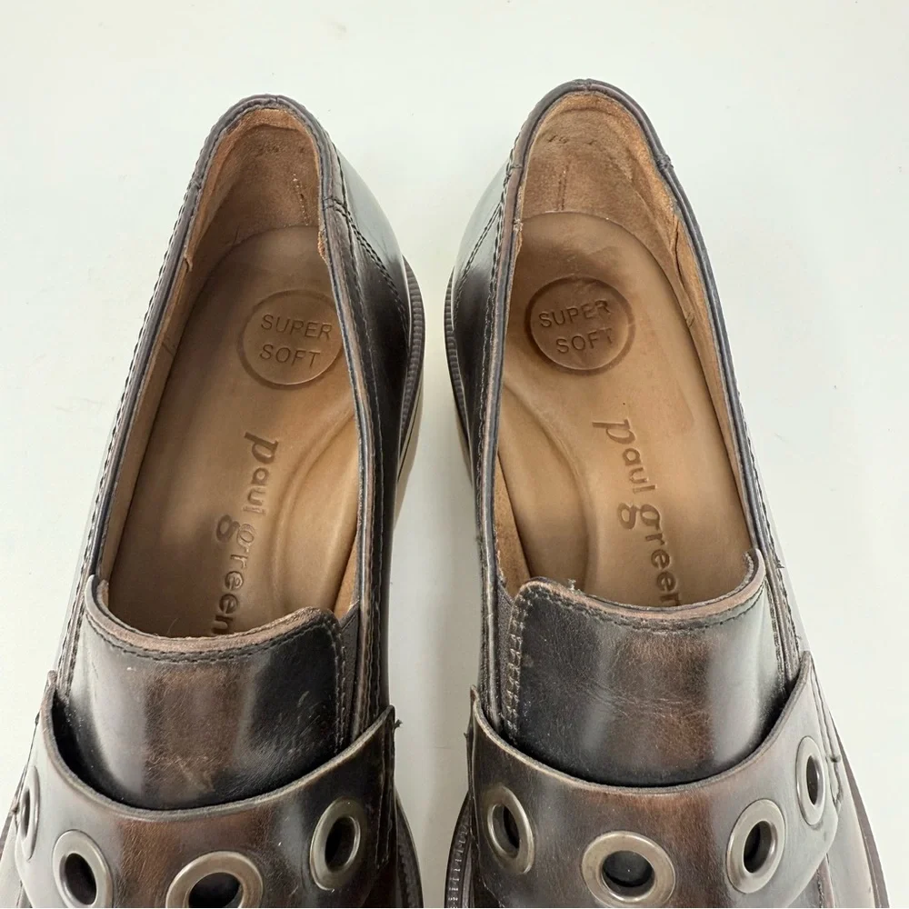 New Paul Green Billie Loafer Tobacco Brushed Leather Sz 7